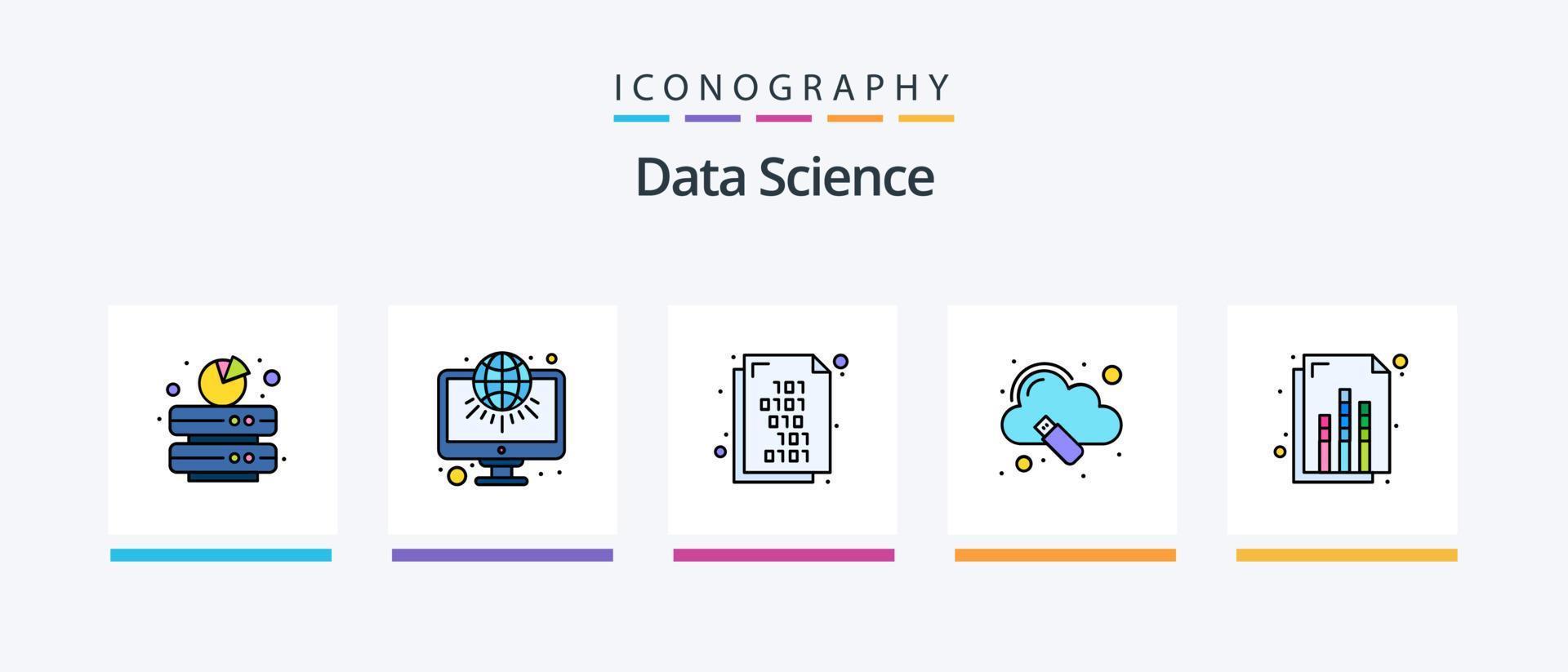 Les données science ligne rempli 5 icône pack comprenant livre. graphique. chimie. document. mobile. Créatif Icônes conception vecteur