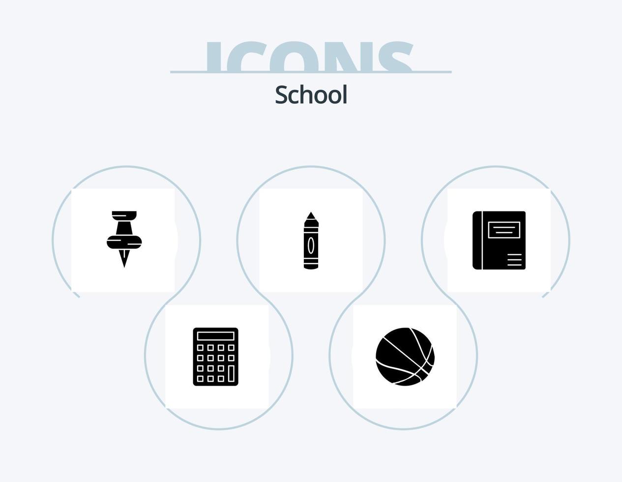 école glyphe icône pack 5 icône conception. . médical livre. marqueur. éducation. esquisser vecteur