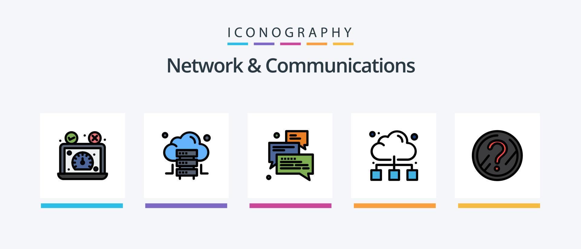 réseau et les communications ligne rempli 5 icône pack comprenant bien. en ligne. nuage. application. déposer. Créatif Icônes conception vecteur