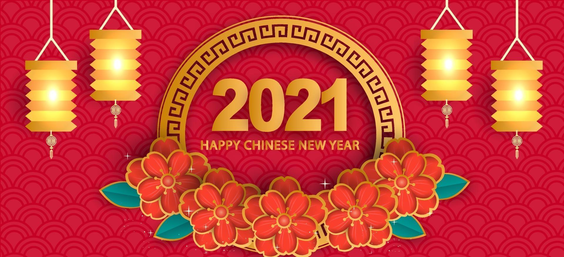 nouvel an chinois 2021 année du bœuf bannière vecteur