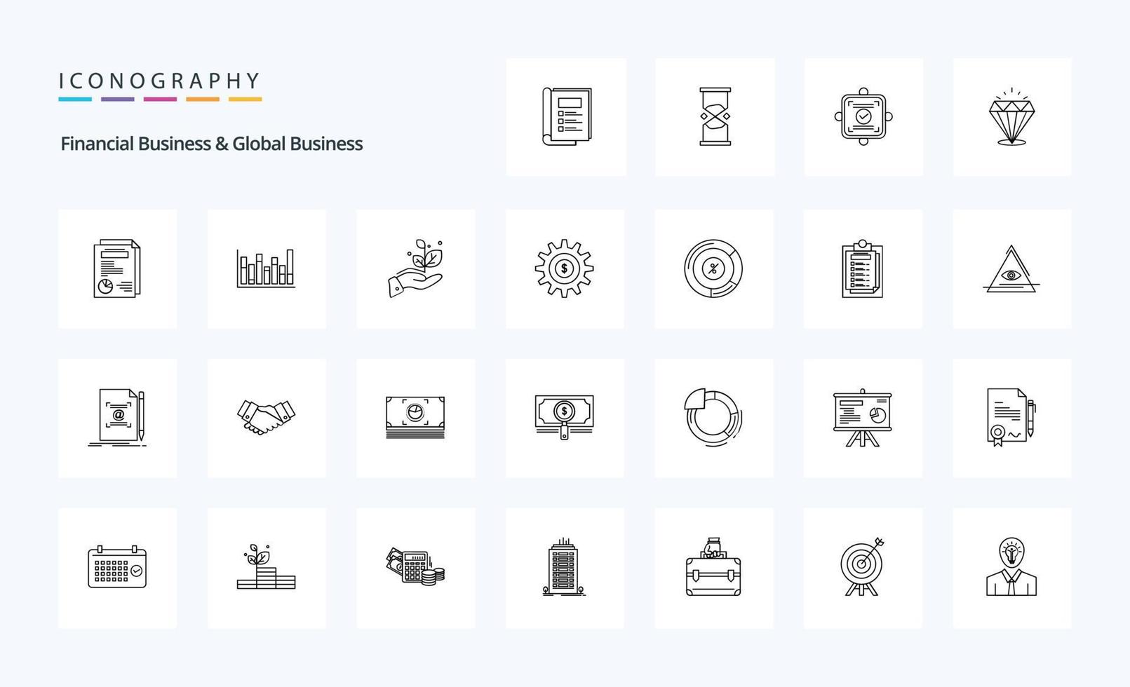 25 financier affaires et global affaires ligne icône pack vecteur