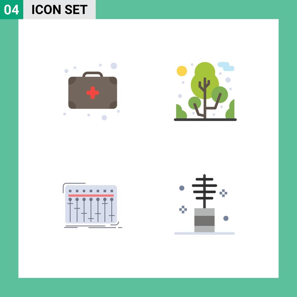 mobile interface plat icône ensemble de 4 pictogrammes de sac la musique plante console beauté modifiable vecteur conception éléments