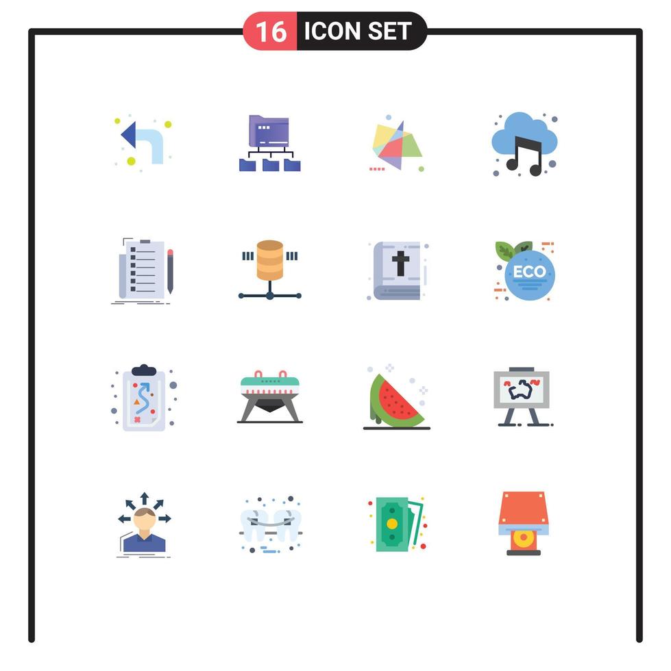 Stock vecteur icône pack de 16 ligne panneaux et symboles pour compétence la musique abstrait nuage spécial modifiable pack de Créatif vecteur conception éléments