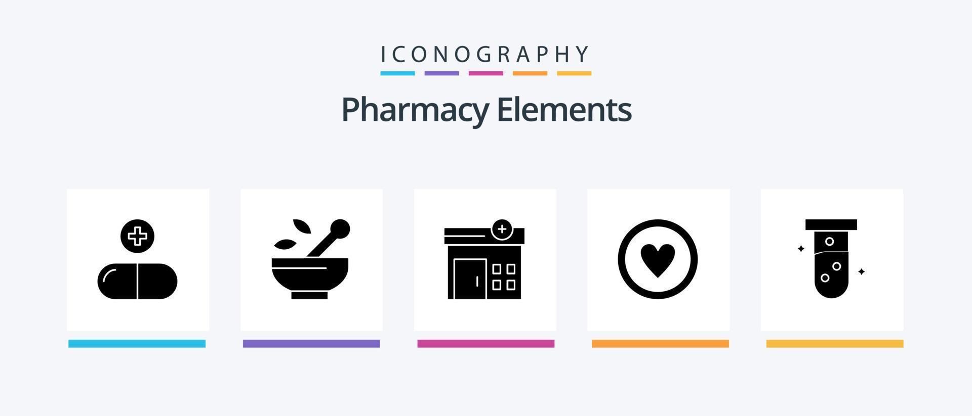 pharmacie éléments glyphe 5 icône pack comprenant planche . médical . médicament . hôpital. Créatif Icônes conception vecteur