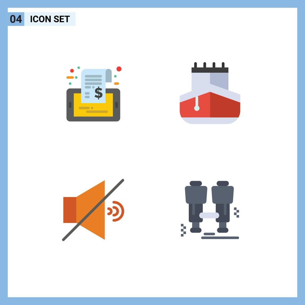 pictogramme ensemble de 4 Facile plat Icônes de étiquette muet vente transport le volume modifiable vecteur conception éléments