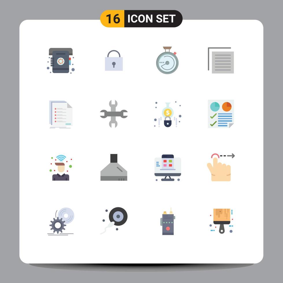universel icône symboles groupe de 16 moderne plat couleurs de liste vérifier boussole interface fichier modifiable pack de Créatif vecteur conception éléments