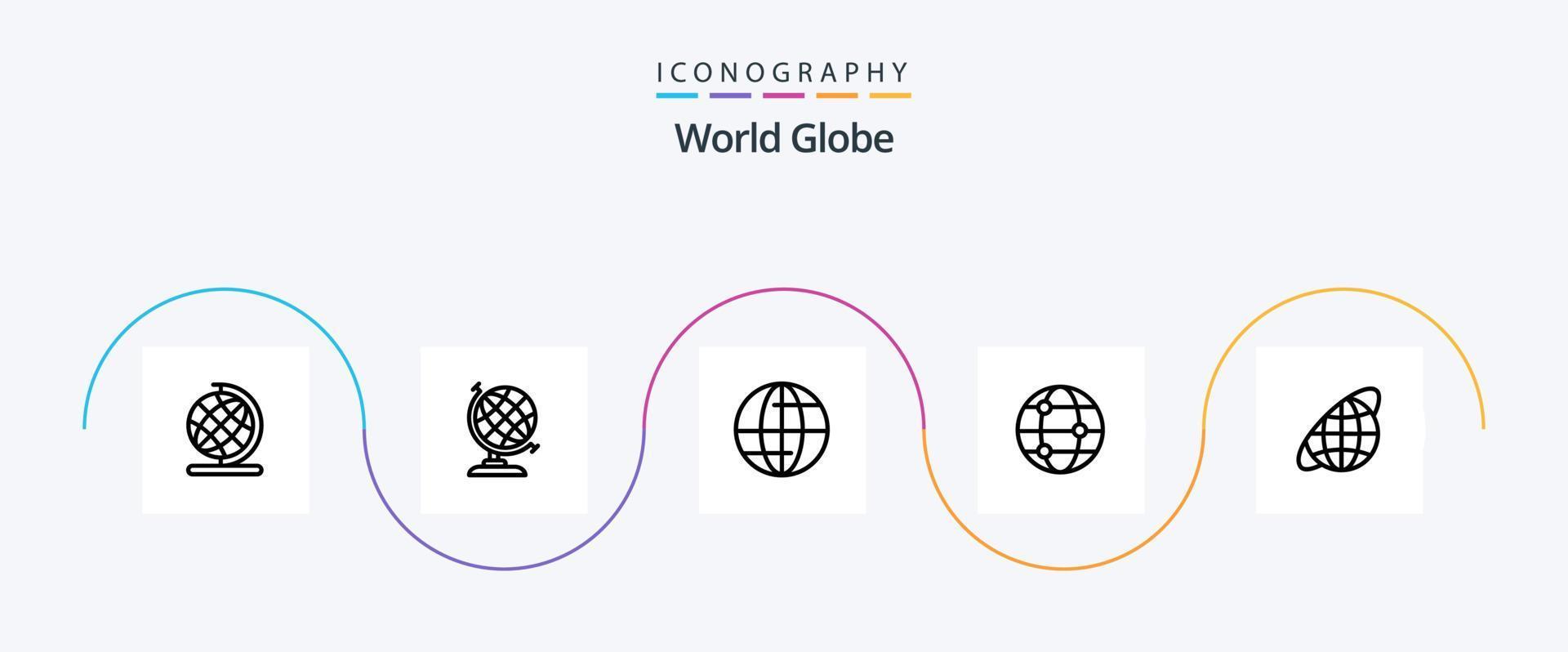 globe ligne 5 icône pack comprenant . monde. univers vecteur