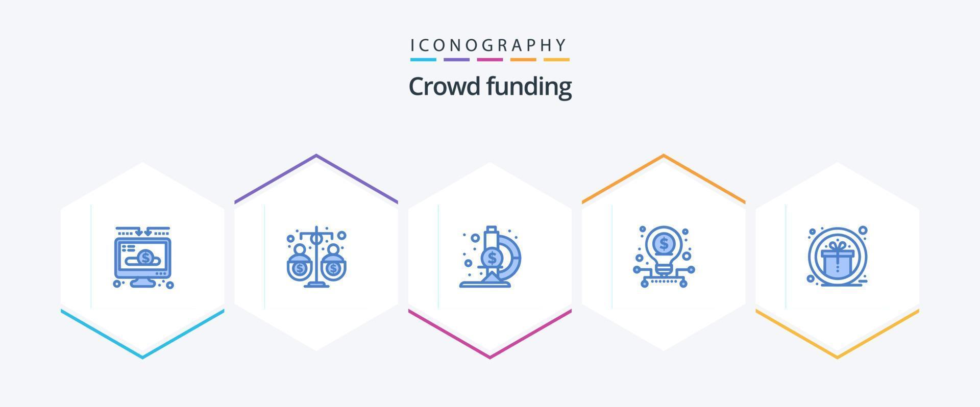 financement participatif 25 bleu icône pack comprenant cadeau. action. revenu. Commencez. affaires vecteur