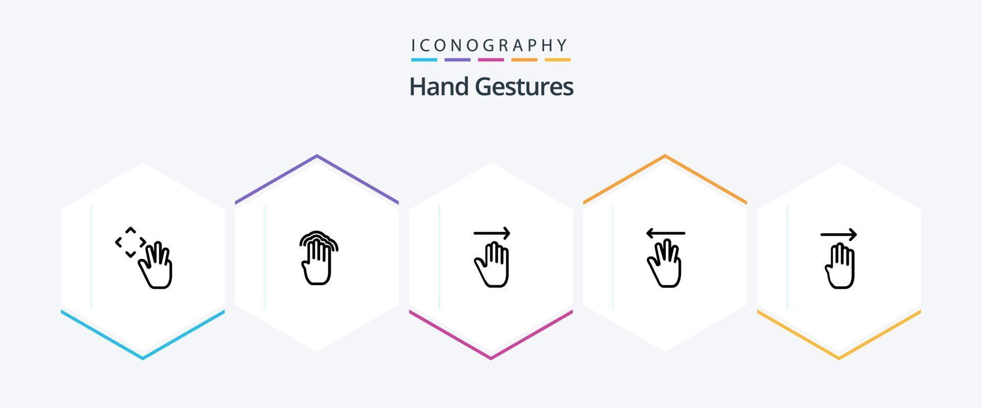 main gestes 25 ligne icône pack comprenant doigt. en haut. plusieurs robinet. main le curseur. droite vecteur