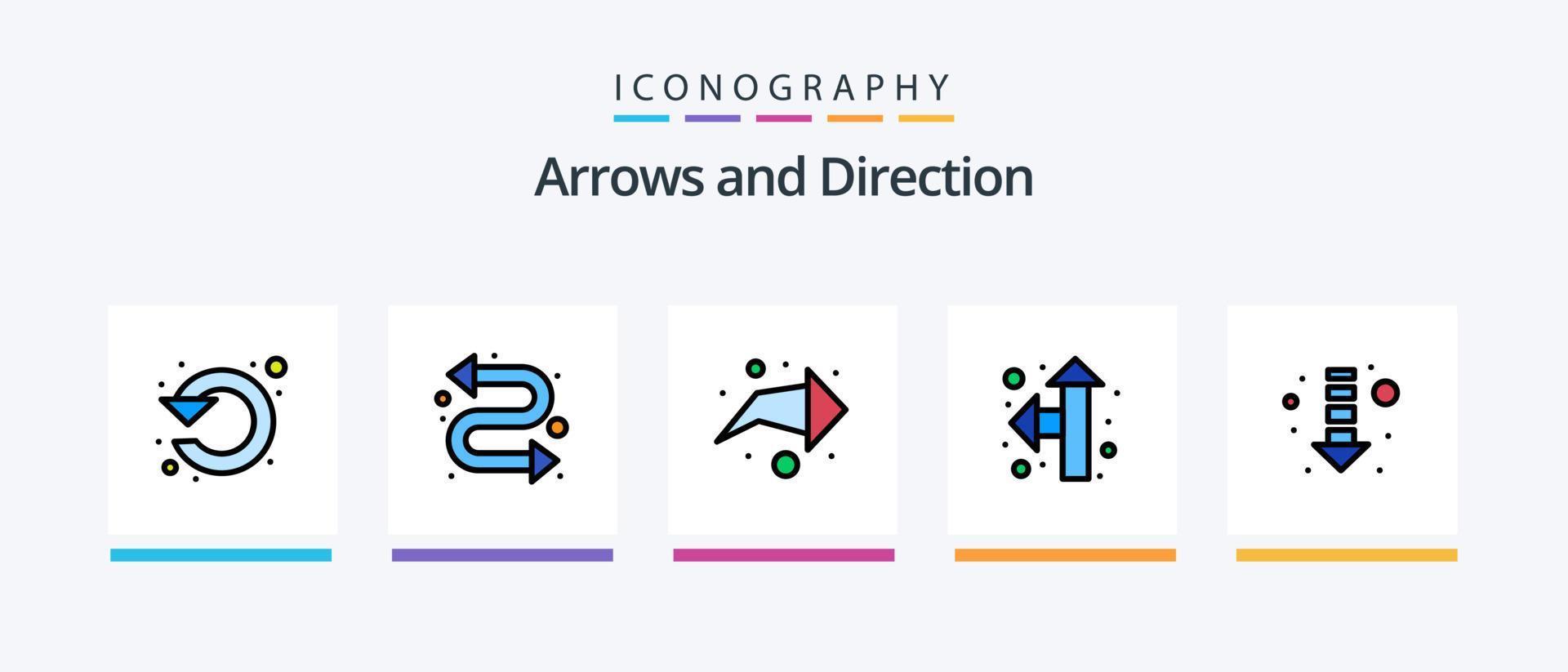 La Flèche ligne rempli 5 icône pack comprenant droite La Flèche. rafraîchir. en haut. droite en haut. direction. Créatif Icônes conception vecteur