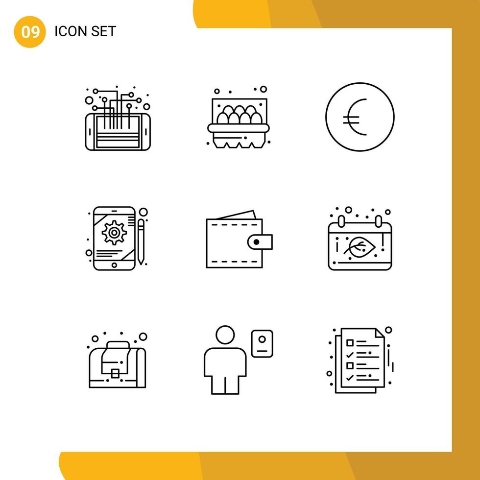 ensemble de 9 moderne ui Icônes symboles panneaux pour utilisateur la finance euro affaires équipement modifiable vecteur conception éléments