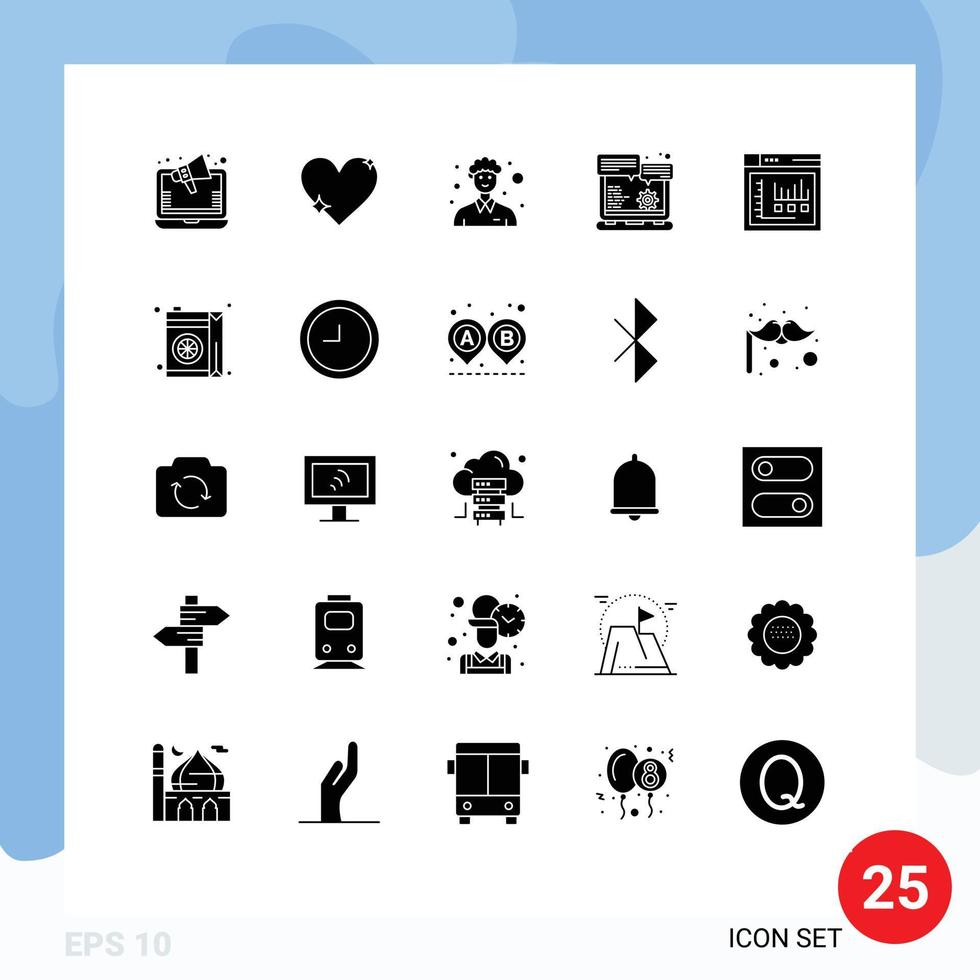 pictogramme ensemble de 25 Facile solide glyphes de navigateur équipement rapport site Internet navigateur la personne modifiable vecteur conception éléments