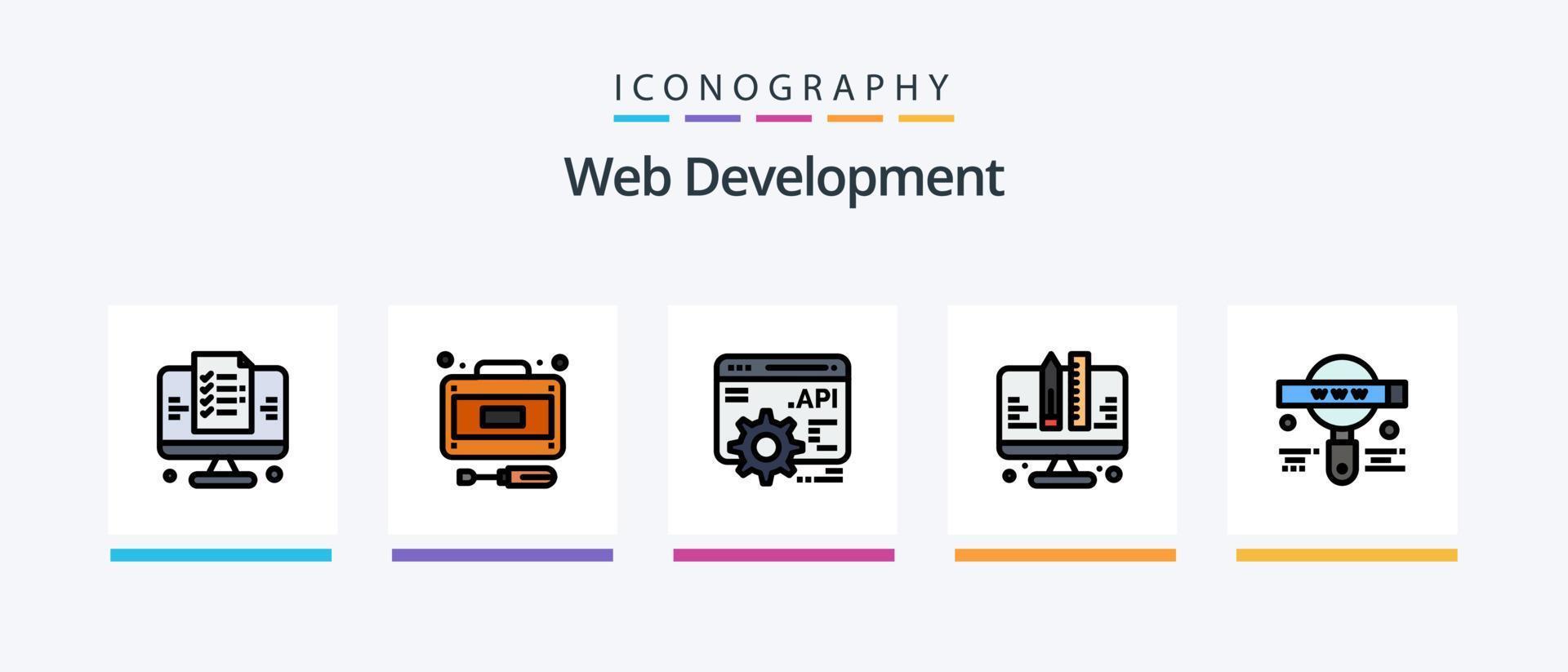 la toile développement ligne rempli 5 icône pack comprenant rafraîchir. page. analytique. développement. navigateur. Créatif Icônes conception vecteur