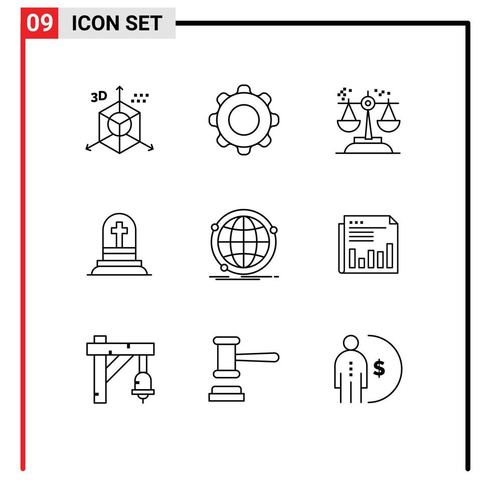 ensemble de 9 commercial grandes lignes pack pour pierre tombale décès mobile loi tribunal modifiable vecteur conception éléments