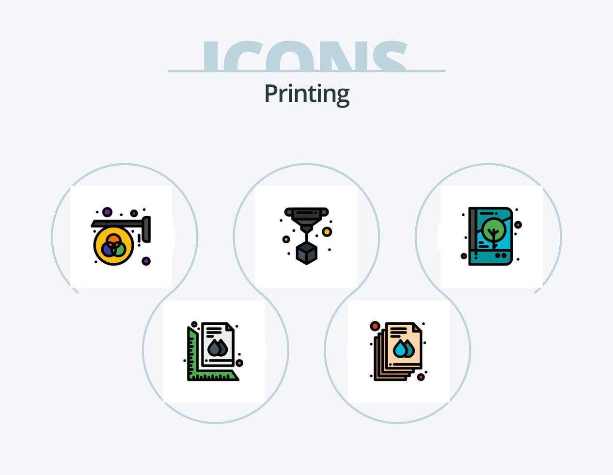 impression ligne rempli icône pack 5 icône conception. ré imprimer. bureau. Coupe. bureau. Couper vecteur