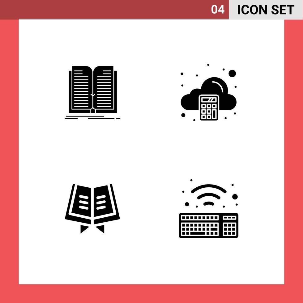 ensemble de 4 moderne ui Icônes symboles panneaux pour application saint livre calculer clavier modifiable vecteur conception éléments