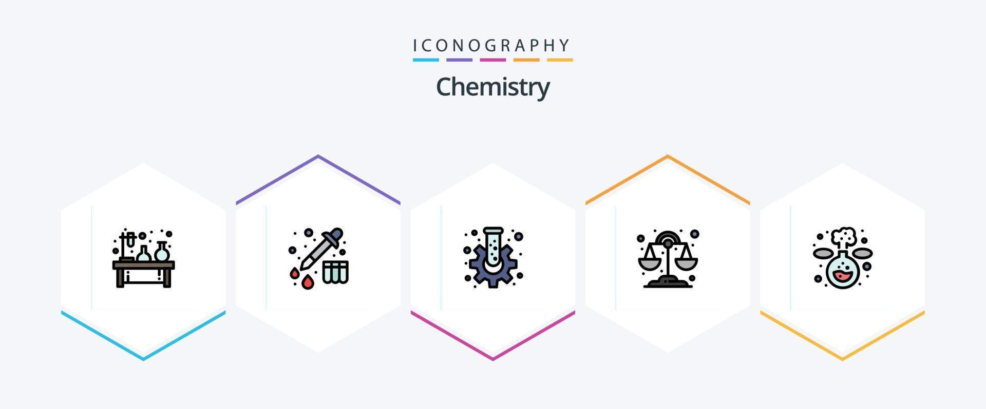 chimie 25 ligne remplie icône pack comprenant laboratoire. chimie. dent. science. chimie vecteur