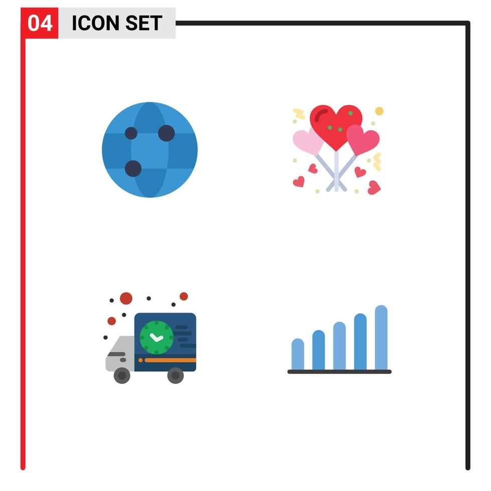 ensemble de 4 commercial plat Icônes pack pour affaires livraison La technologie l'amour un camion modifiable vecteur conception éléments