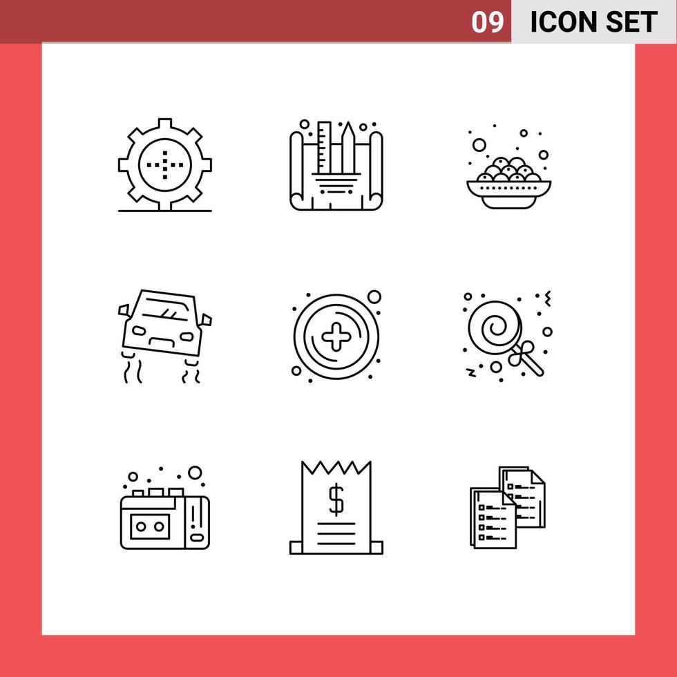 modifiable vecteur ligne pack de 9 Facile grandes lignes de plus ajouter Inde dérapage voiture modifiable vecteur conception éléments