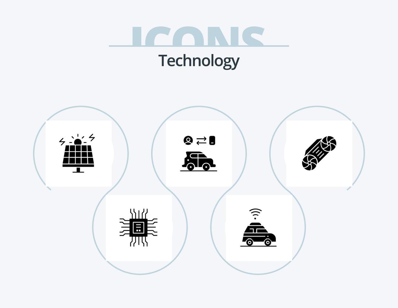 La technologie glyphe icône pack 5 icône conception. technologie. radio. environnement. technologie. transport vecteur