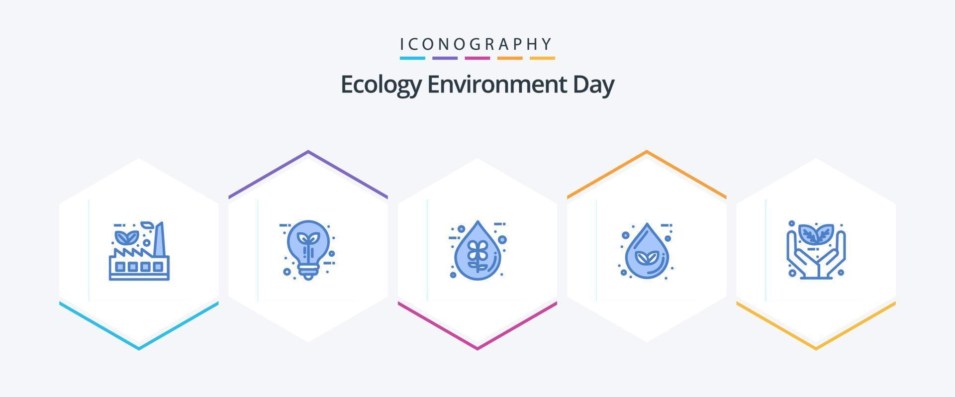 écologie 25 bleu icône pack comprenant éco. goutte. feuille. liquide. éco vecteur