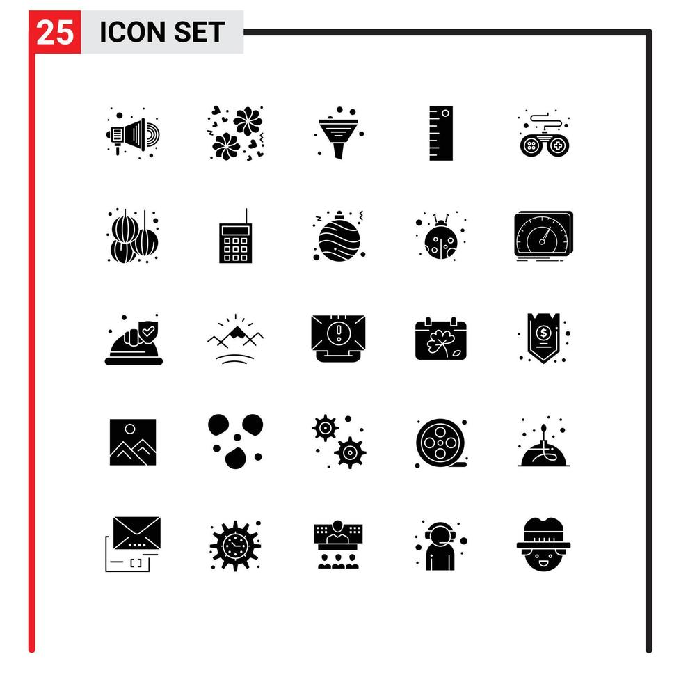 groupe de 25 solide glyphes panneaux et symboles pour chinois dispositif filtration manette mesure modifiable vecteur conception éléments