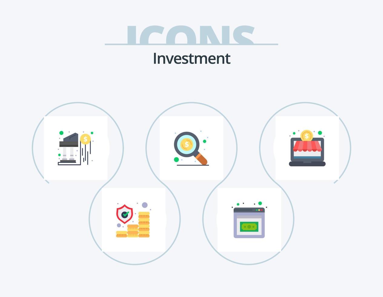 investissement plat icône pack 5 icône conception. . investissement. dollar. en ligne magasin. argent vecteur