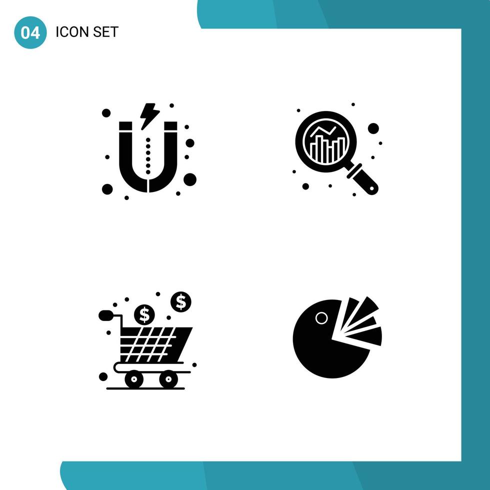 ensemble de 4 moderne ui Icônes symboles panneaux pour conduire plein une analyse graphique achats modifiable vecteur conception éléments