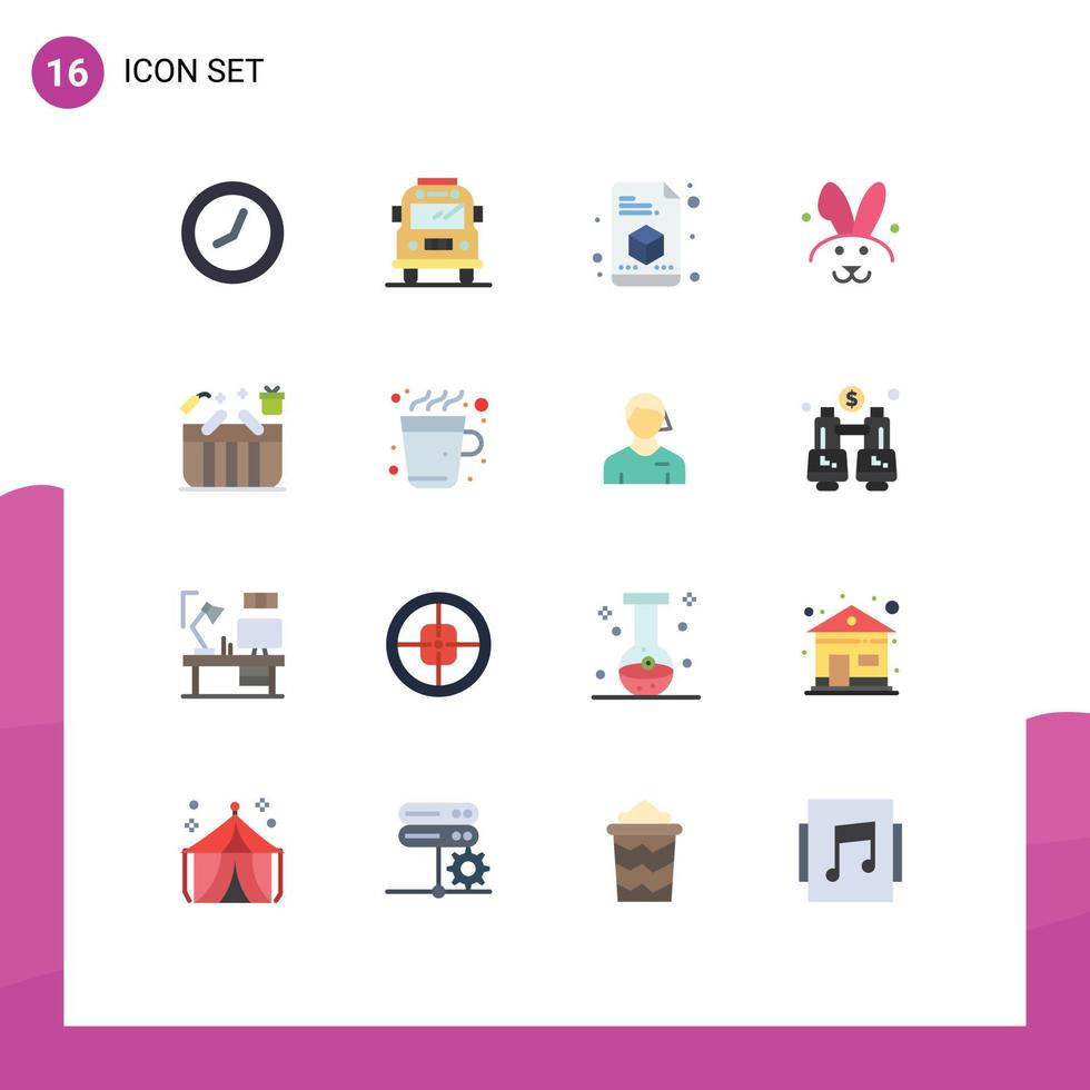 universel icône symboles groupe de 16 moderne plat couleurs de café boîte page cadeau panier modifiable pack de Créatif vecteur conception éléments