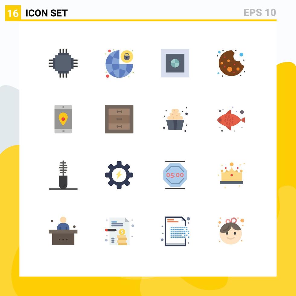 ensemble de 16 moderne ui Icônes symboles panneaux pour mobile application application Sécurité nourriture mordre modifiable pack de Créatif vecteur conception éléments