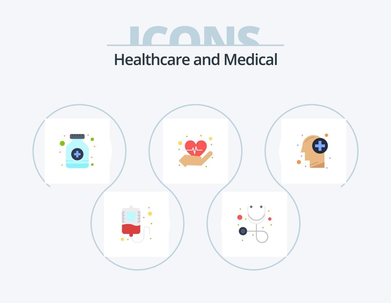 médical plat icône pack 5 icône conception. . médical. sirop bouteille. soins de santé. l'amour vecteur