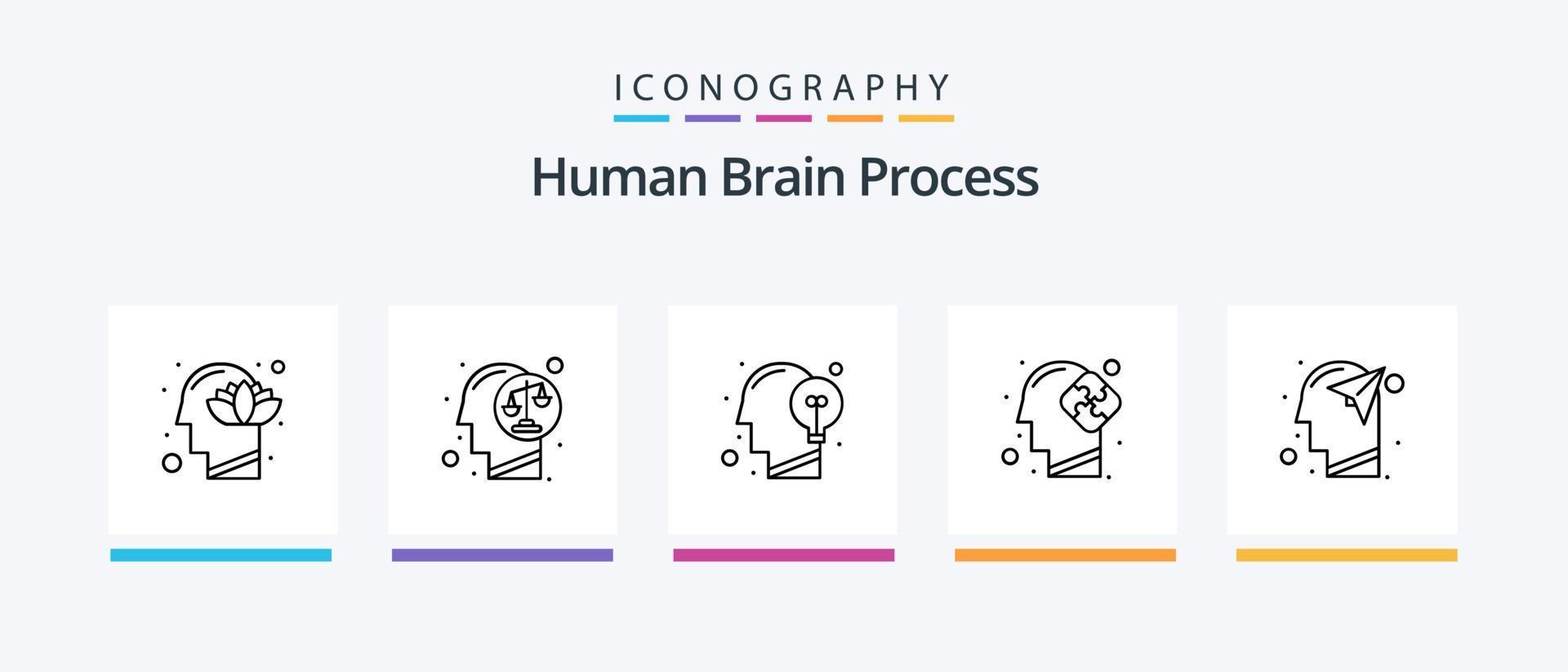 Humain cerveau processus ligne 5 icône pack comprenant esprit. Humain. la perfection. diriger. idée. Créatif Icônes conception vecteur