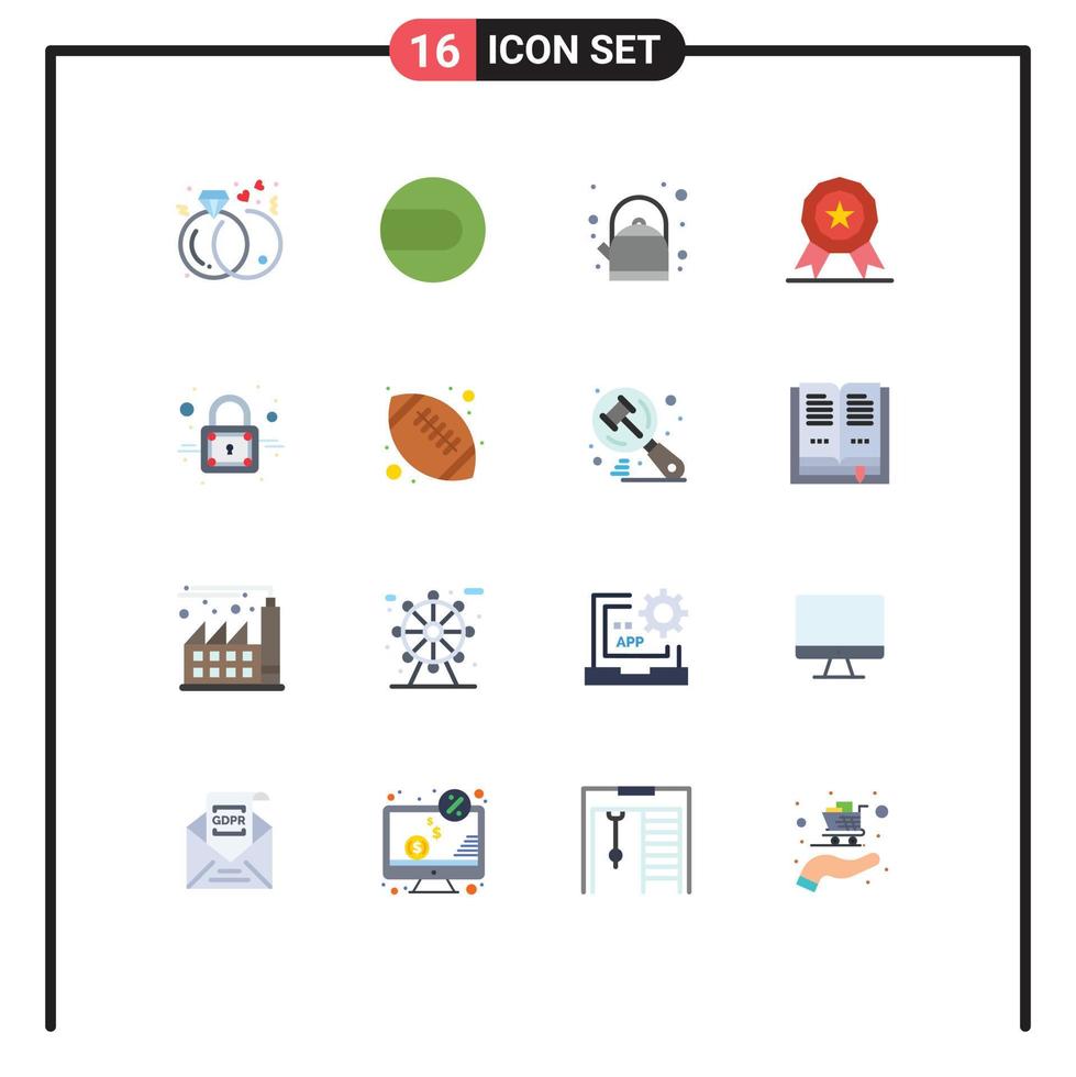 16 utilisateur interface plat Couleur pack de moderne panneaux et symboles de éducation sécurise pot fermer à clé récompense modifiable pack de Créatif vecteur conception éléments