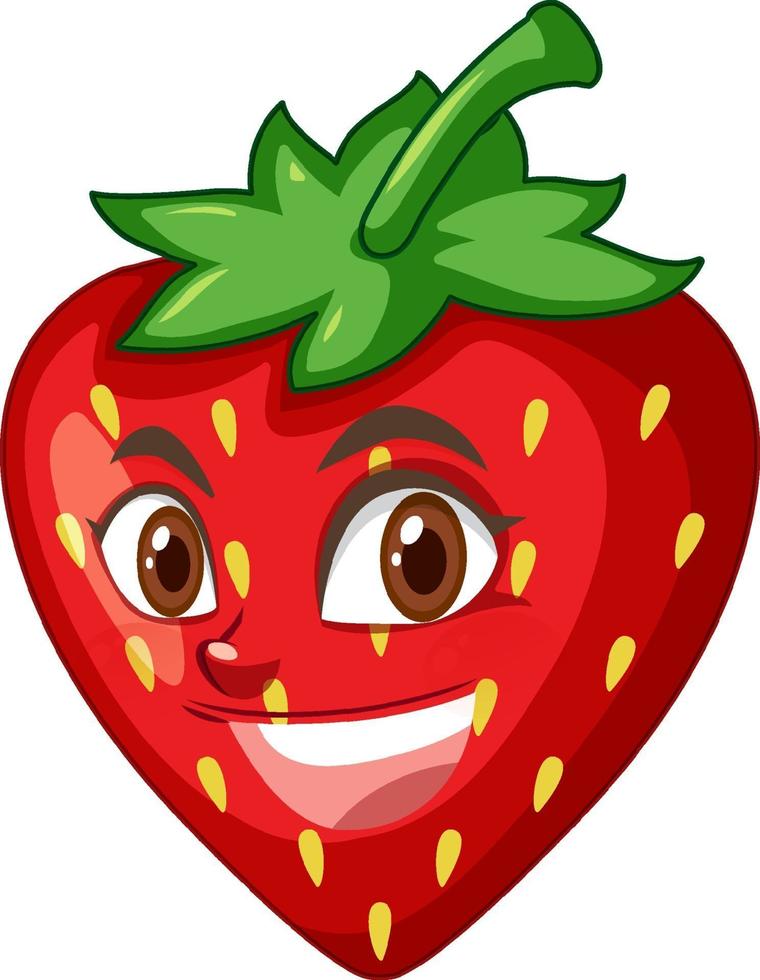 personnage de dessin animé de fraise avec expression faciale vecteur