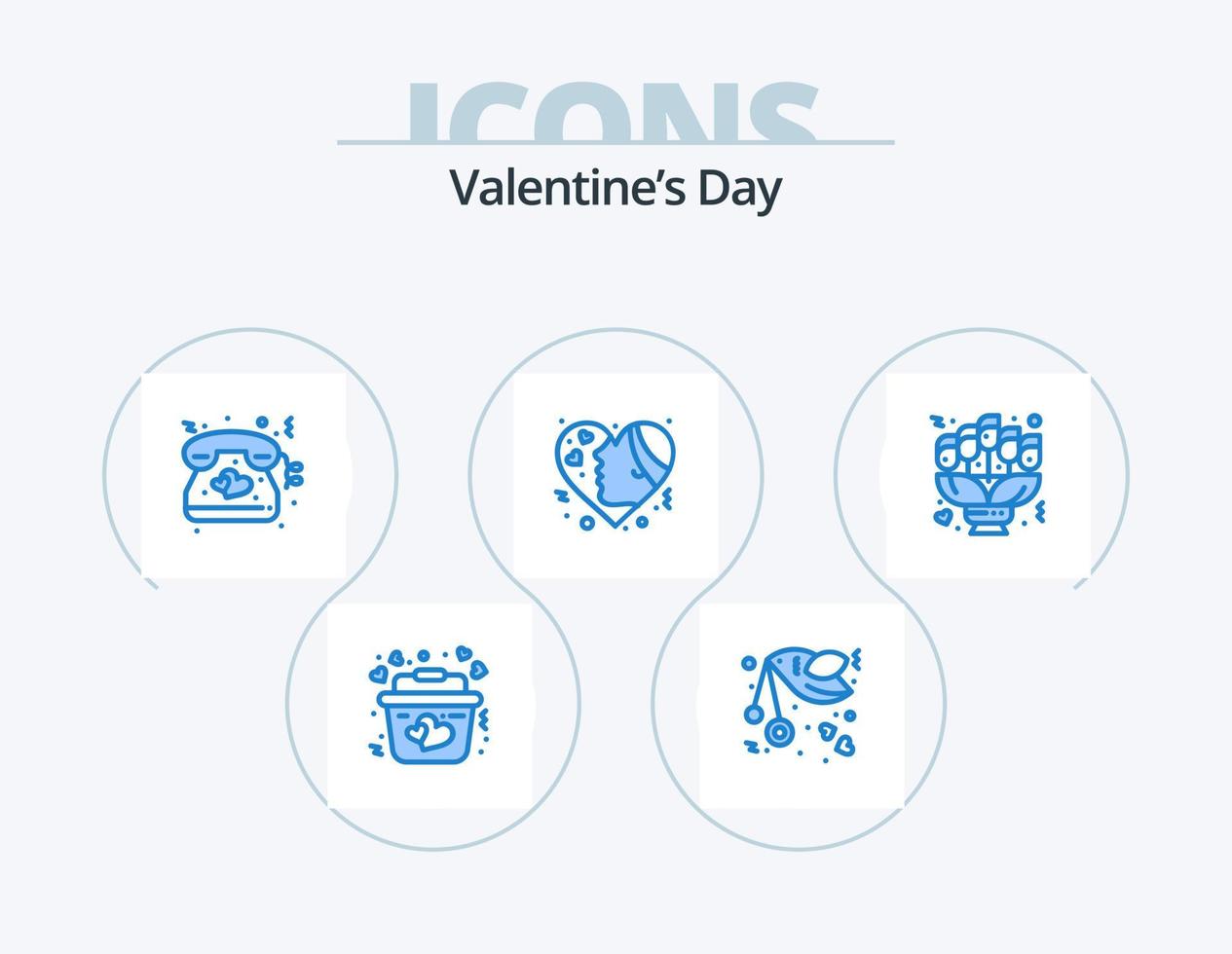 valentines journée bleu icône pack 5 icône conception. l'amour. fille. romance. émotion. mariage vecteur