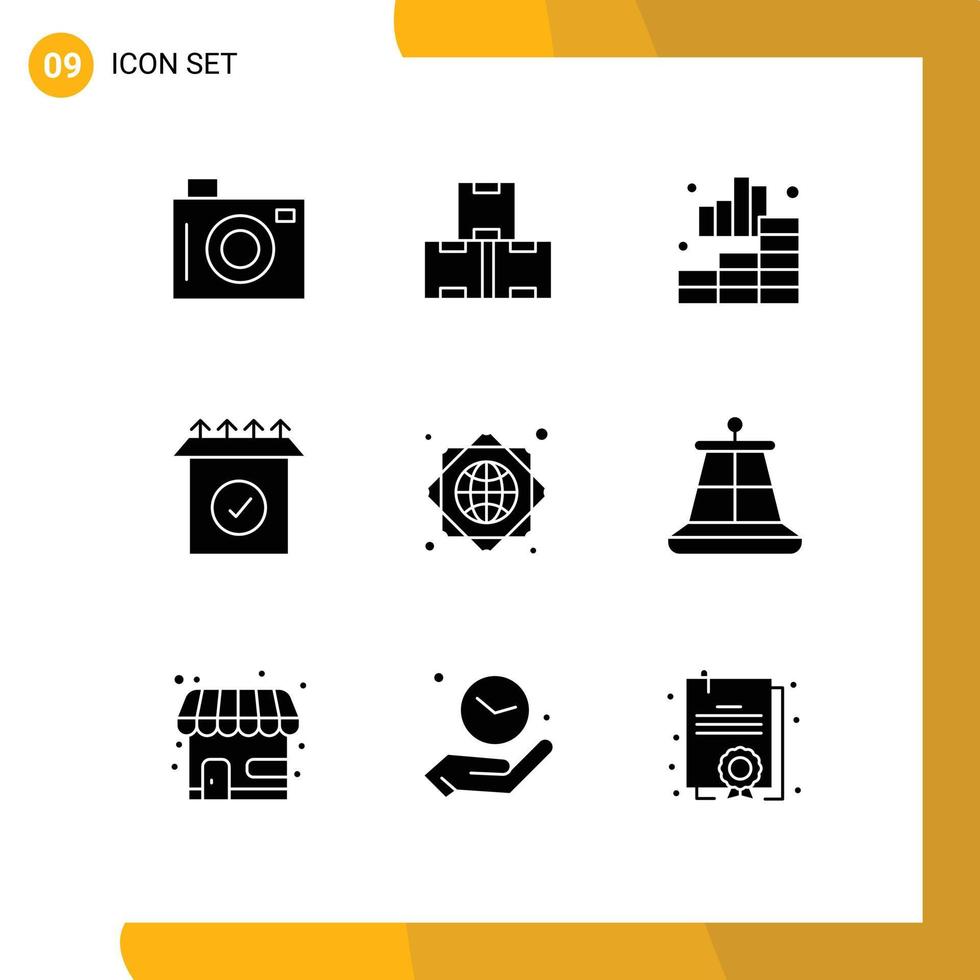 Stock vecteur icône pack de 9 ligne panneaux et symboles pour à l'échelle mondiale global Infrastructure analytique installer produit modifiable vecteur conception éléments