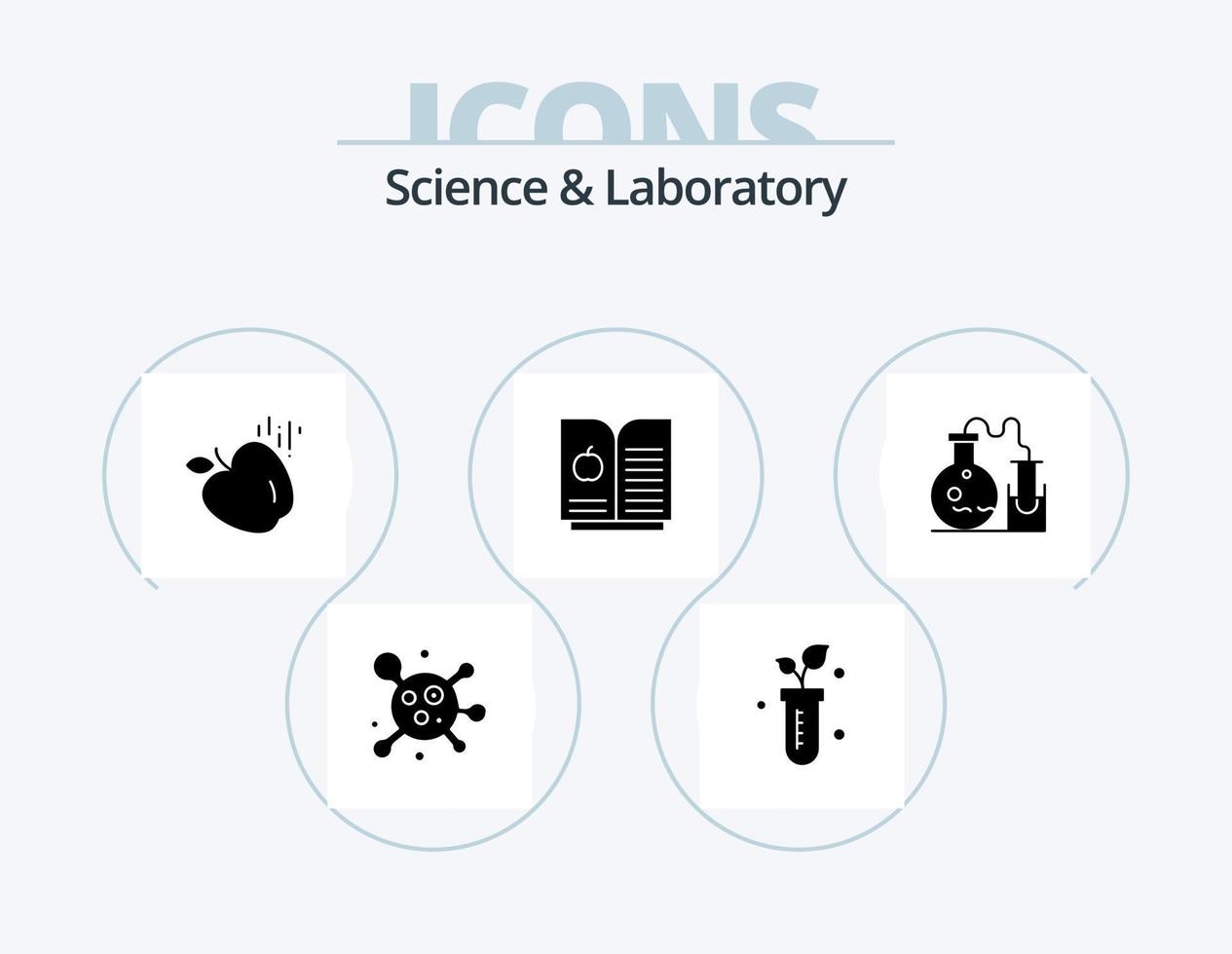 science glyphe icône pack 5 icône conception. . science. aliments. laboratoire. tube vecteur