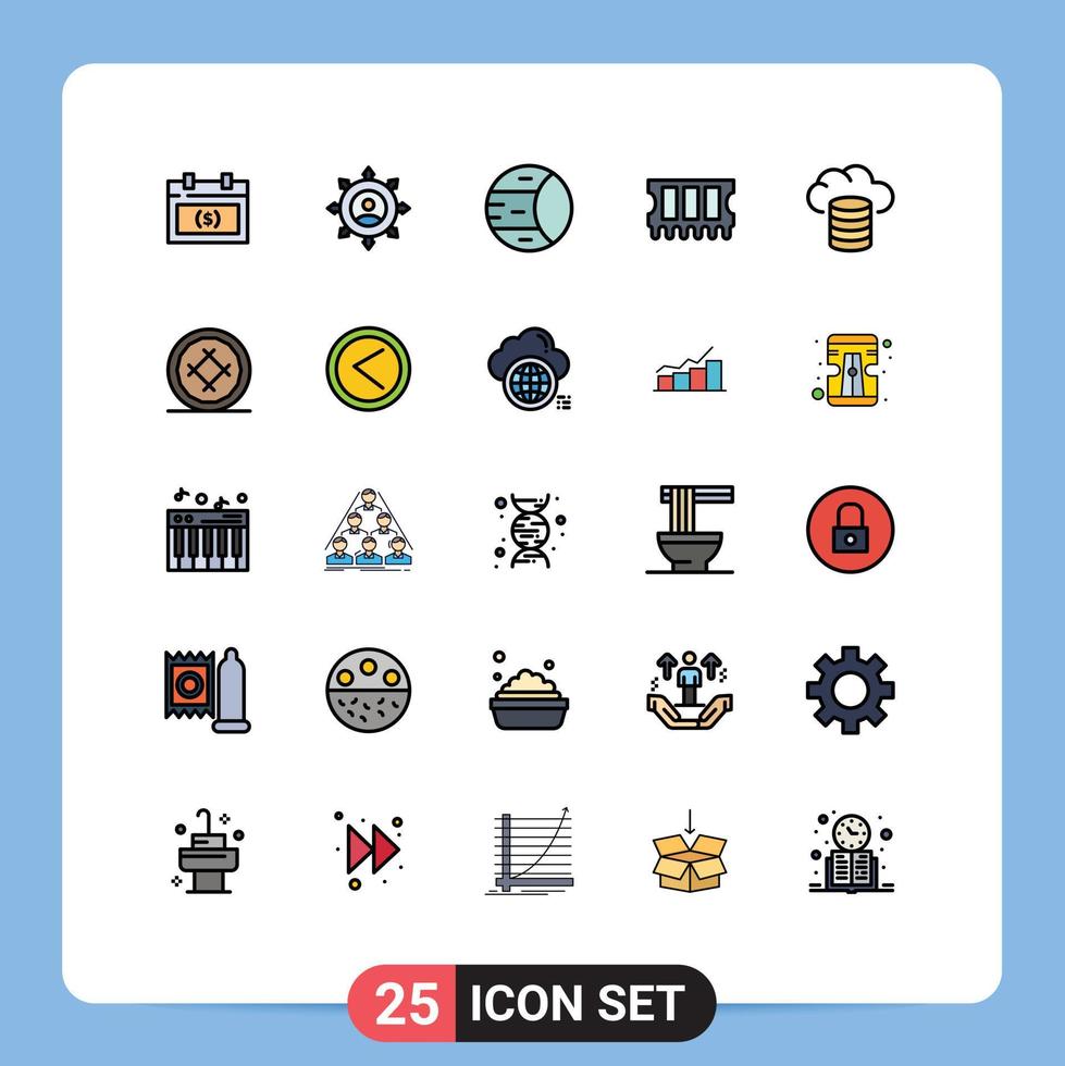 Stock vecteur icône pack de 25 ligne panneaux et symboles pour sauvegarde Mémoire directeur Matériel espace modifiable vecteur conception éléments