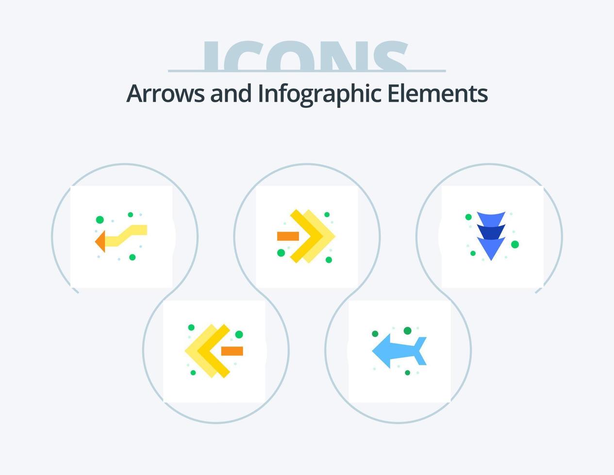 La Flèche plat icône pack 5 icône conception. . complet. intersection. bas. droite vecteur
