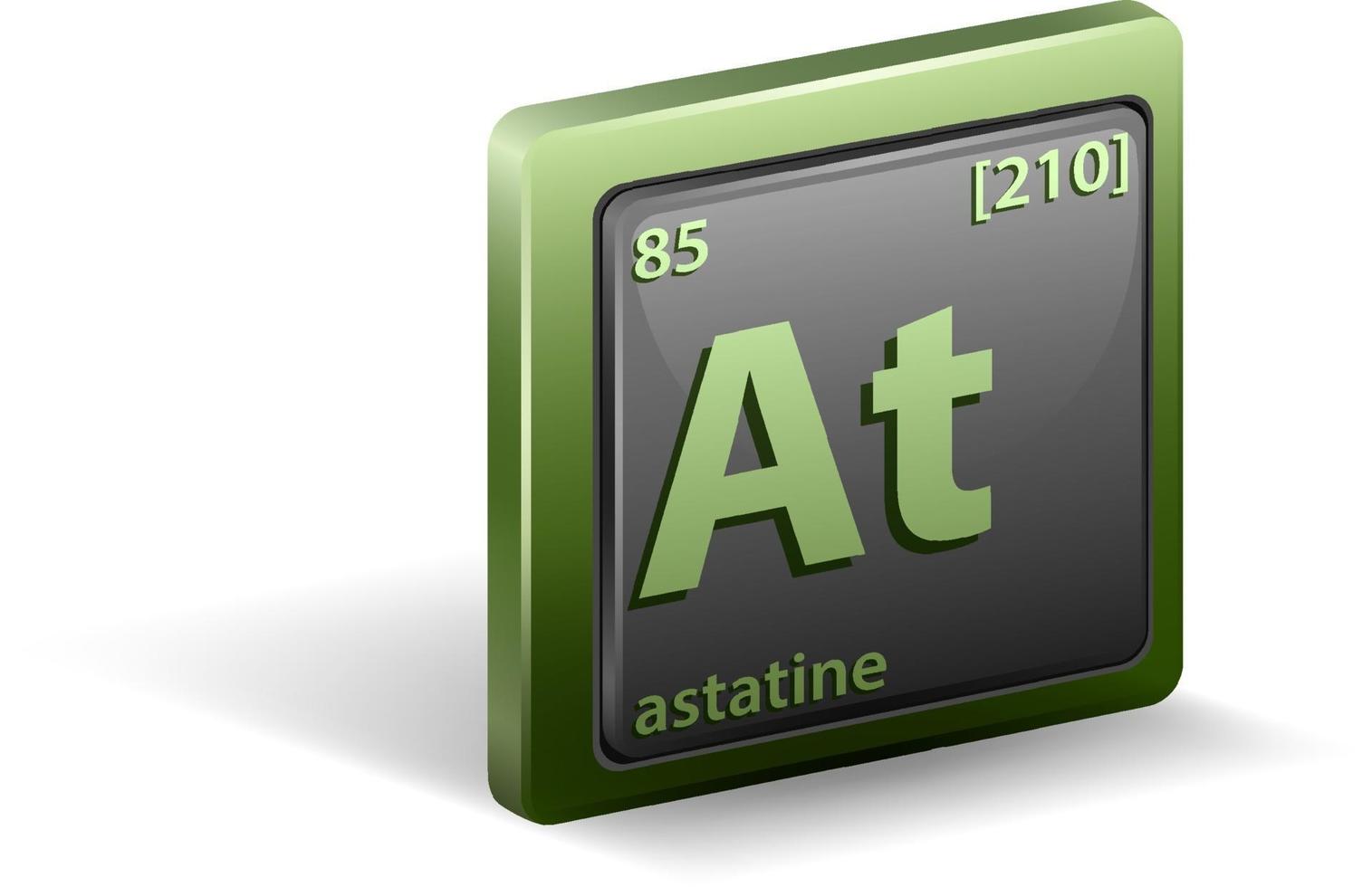 élément chimique astatine. symbole chimique avec numéro atomique et masse atomique. vecteur
