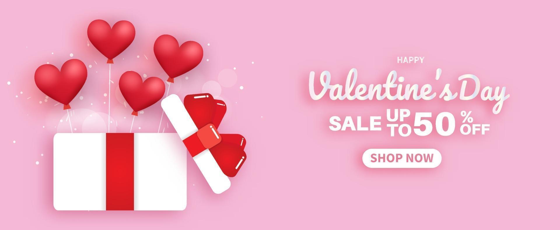 bannière de vente de la Saint-Valentin. vente jusqu'à 50. vecteur