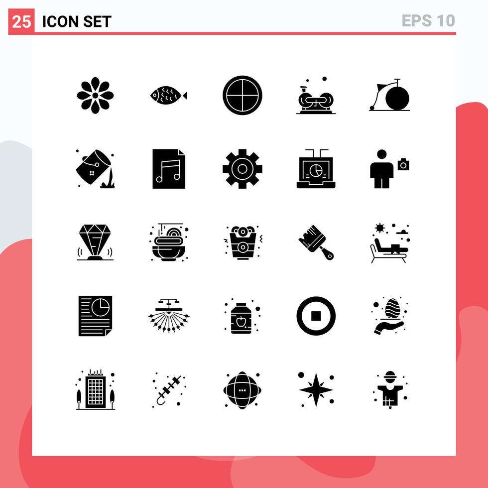 25 solide glyphe concept pour sites Internet mobile et applications Gym exercice manger cyclisme soldat modifiable vecteur conception éléments