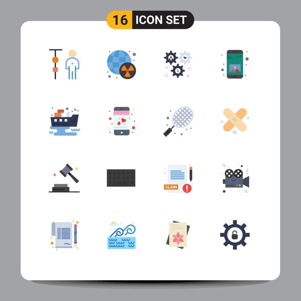 pack de 16 Créatif plat couleurs de mobile application monde app configuration modifiable pack de Créatif vecteur conception éléments