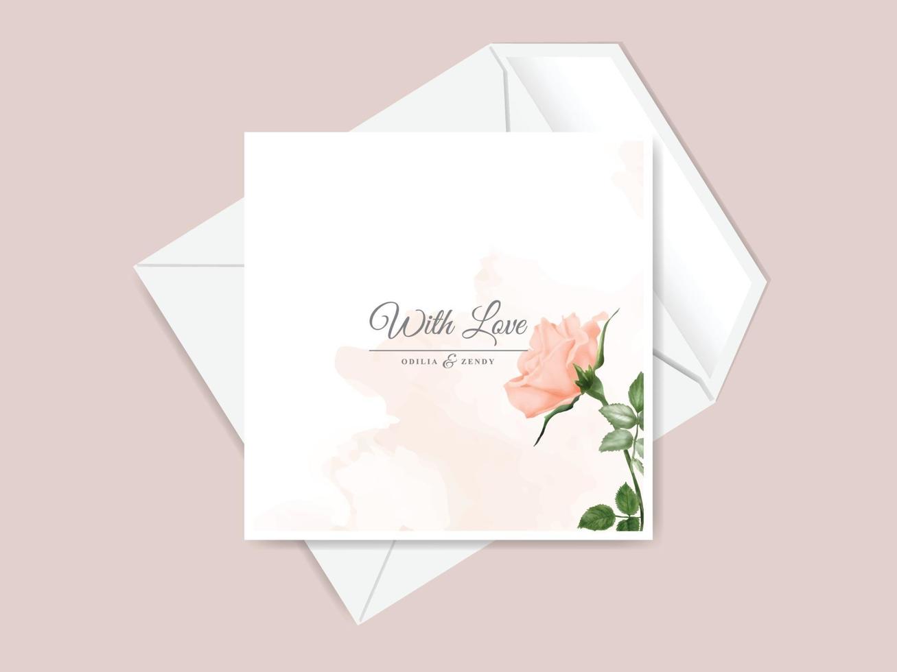 belle et élégante carte d'invitation de mariage dessiné main floral vecteur
