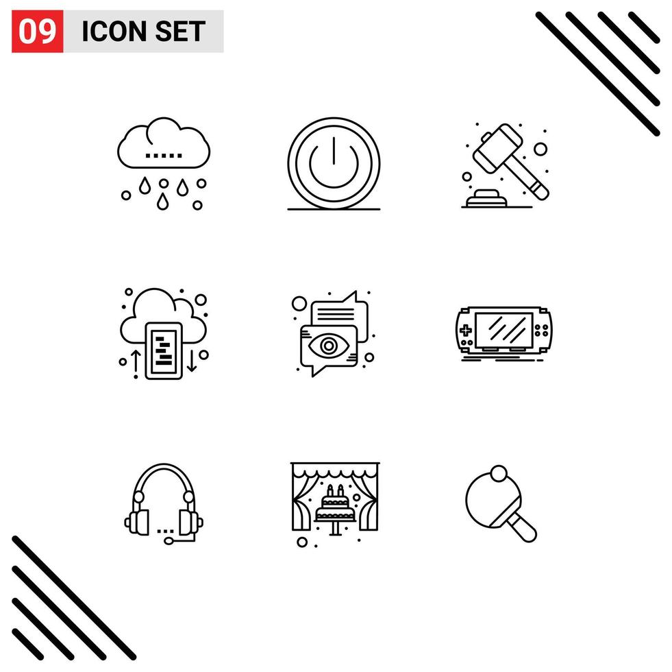 Stock vecteur icône pack de 9 ligne panneaux et symboles pour bulle mobile ui conduire loi modifiable vecteur conception éléments