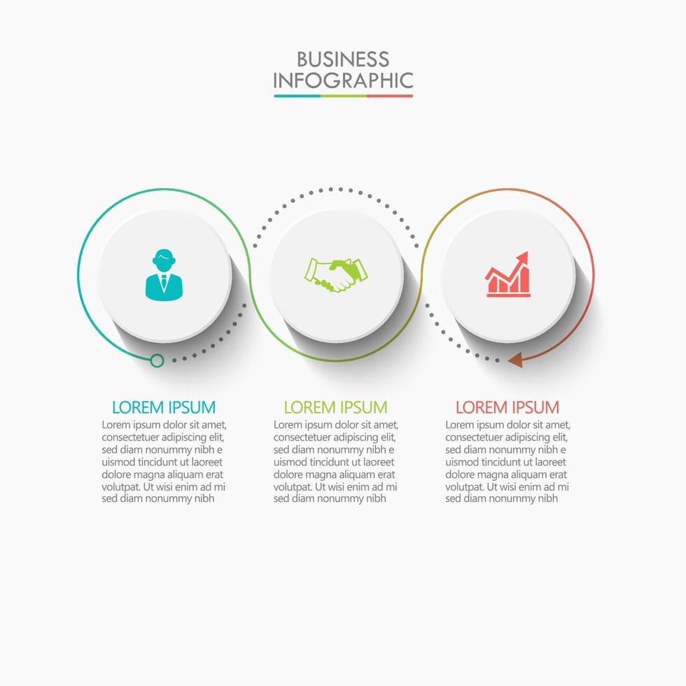 modèle de conception infographique fine ligne avec 3 options vecteur