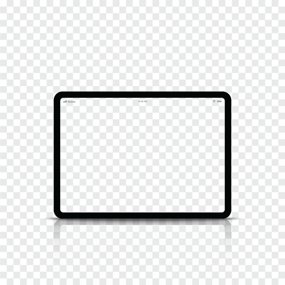 ordinateur tablette noire réaliste moderne avec écran blanc. illustration vectorielle. vecteur