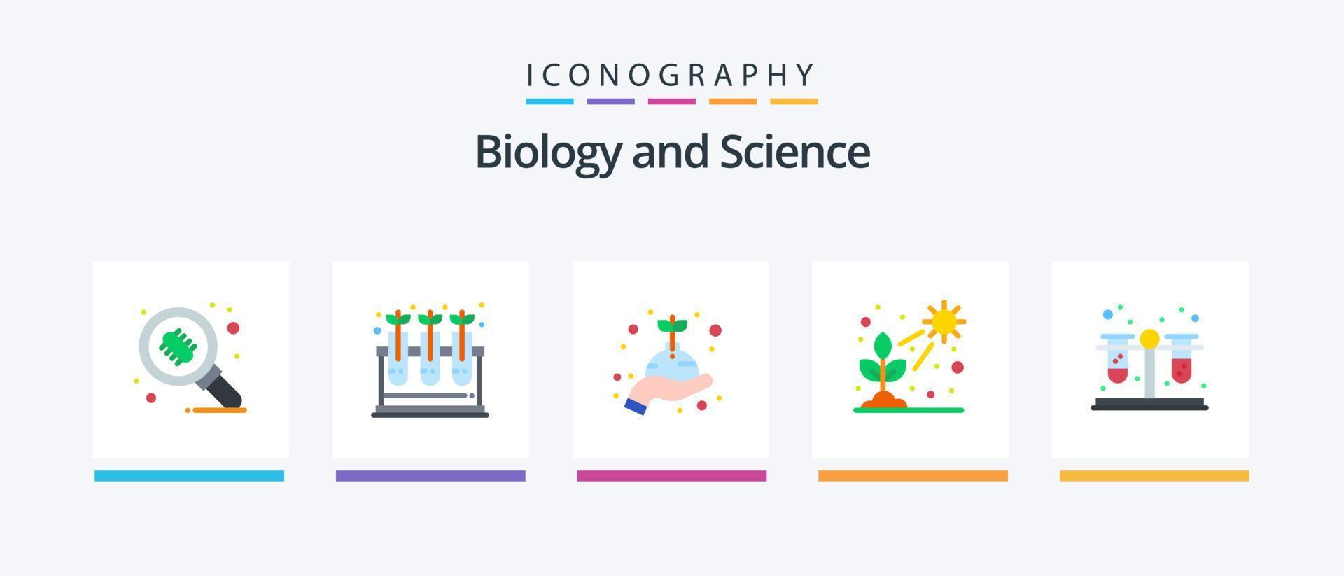 la biologie plat 5 icône pack comprenant sang. plante. se soucier. lumière. cactus. Créatif Icônes conception vecteur