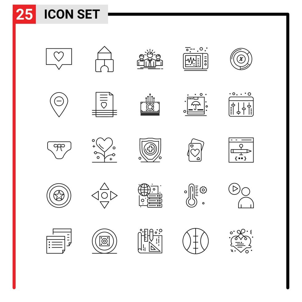 25 Créatif Icônes moderne panneaux et symboles de partager pourcentage employé tarte cœur battre modifiable vecteur conception éléments