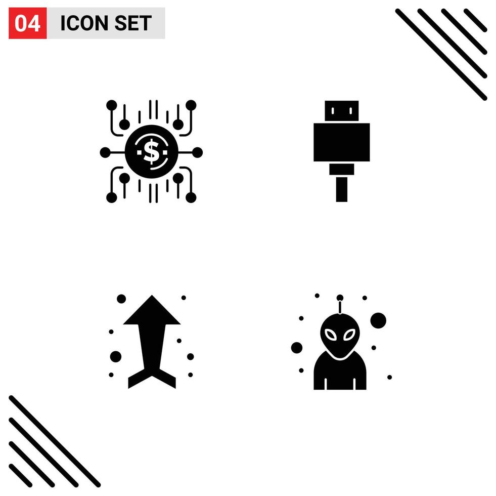 4 Créatif Icônes moderne panneaux et symboles de crowdfund La Flèche crowdsell fichier en haut modifiable vecteur conception éléments